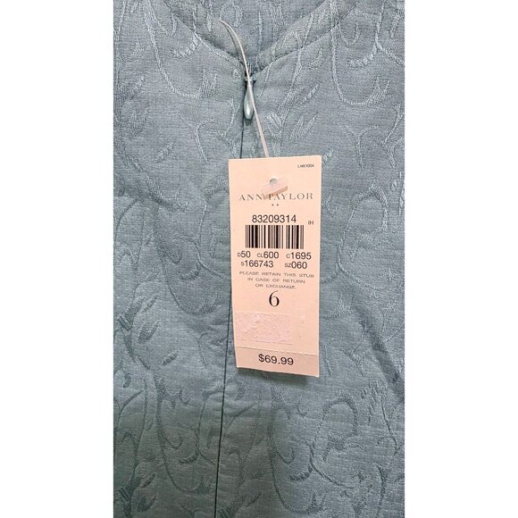NWT Ann Taylor Sleeveless Aqua Blue Textured A-Line 90s Dress Pockets & Button B - Picture 7 of 7